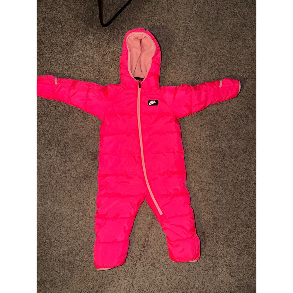Nike Baby Girls Neon Pink Quilted Puffer Bunting Snowsuit